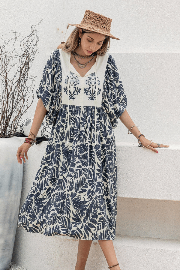 Print Batwing Sleeve Dress image 4