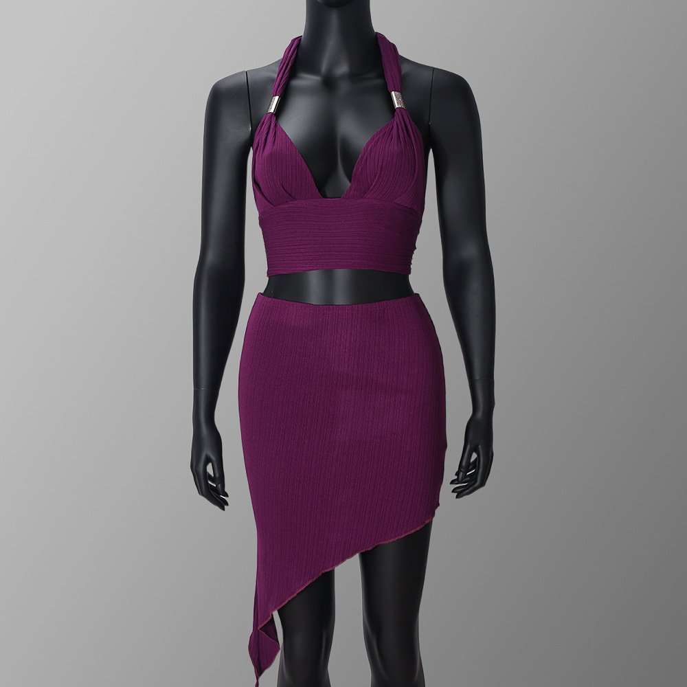 Violet Halter Top & Asymmetrical Skirt Set image 2