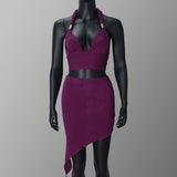 Violet Halter Top & Asymmetrical Skirt Set image 2