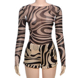 Animal Print Long Sleeve Top & Ruffled Shorts image 3