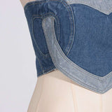 Patchwork Denim Heart Bandeau Top image 3