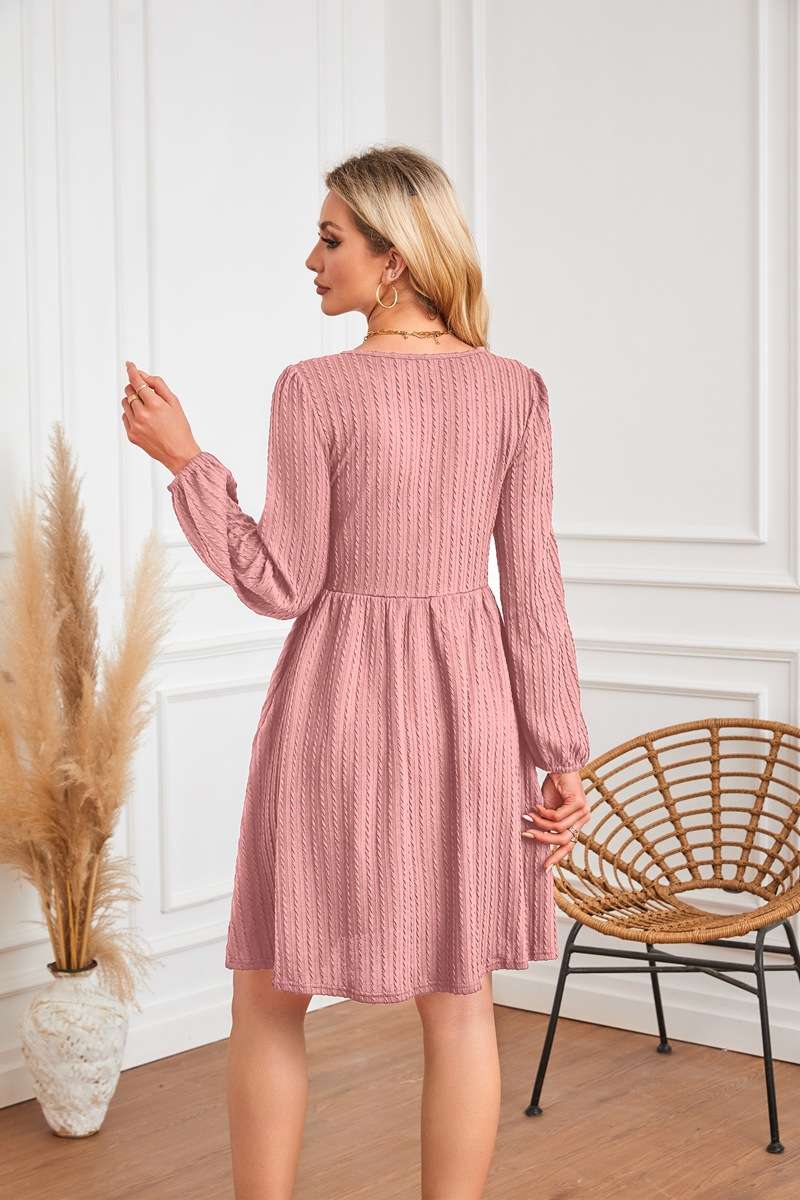 Long-sleeved Solid round neck Dress image 8