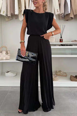 Top and Pleated Palazzo Pants Set image 0