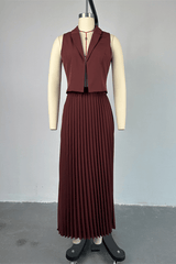Chic Pleats Sleeveless Vest Set image 4