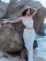 Knit Cut-Out Beach Maxi Set - L, White image