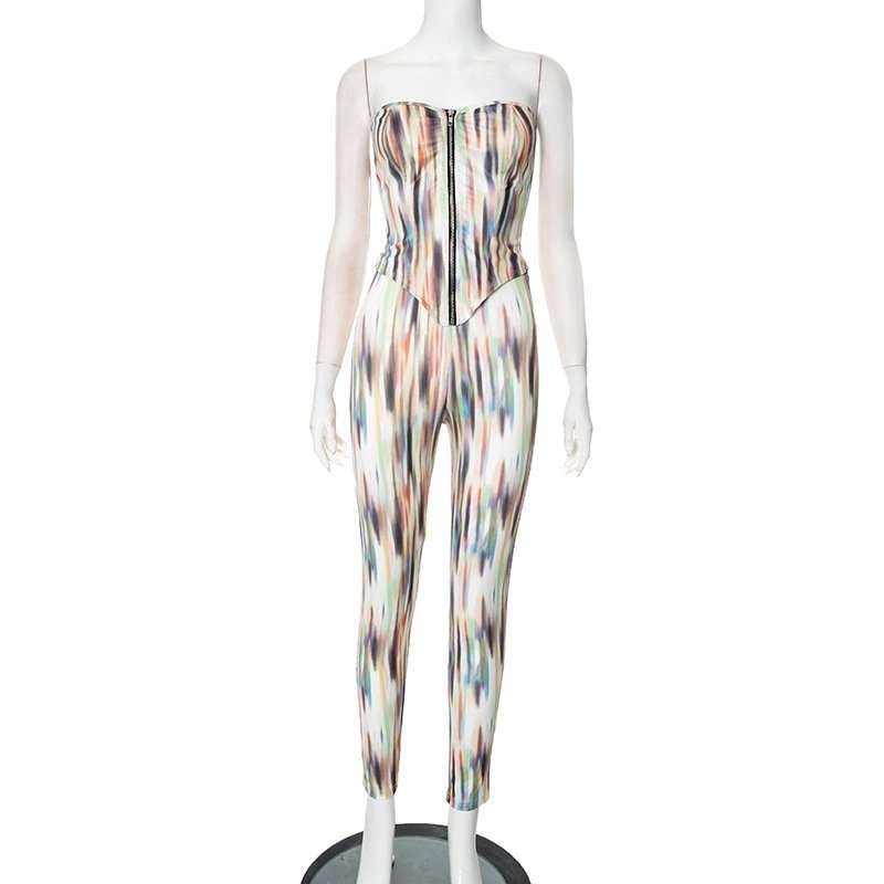 Abstract Print Strapless Corset Top & Pant Set image 2