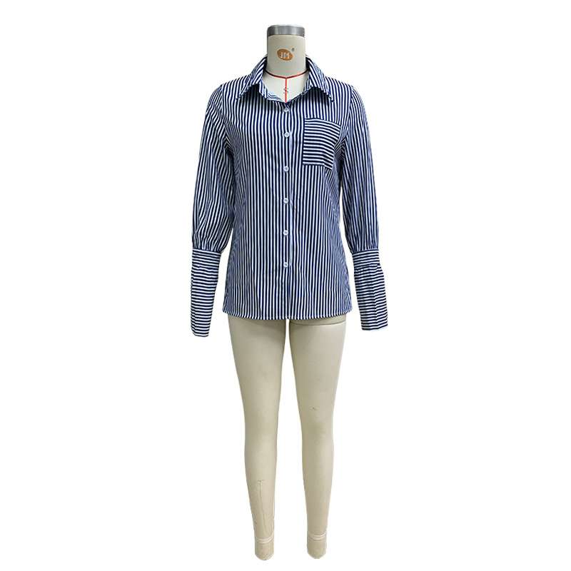 Blue and White Striped Shirt image 2