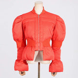 Down-filled peplum jacket - L, Red image