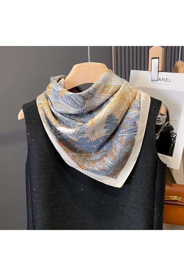 Retro double-sided print scarf for women image 1