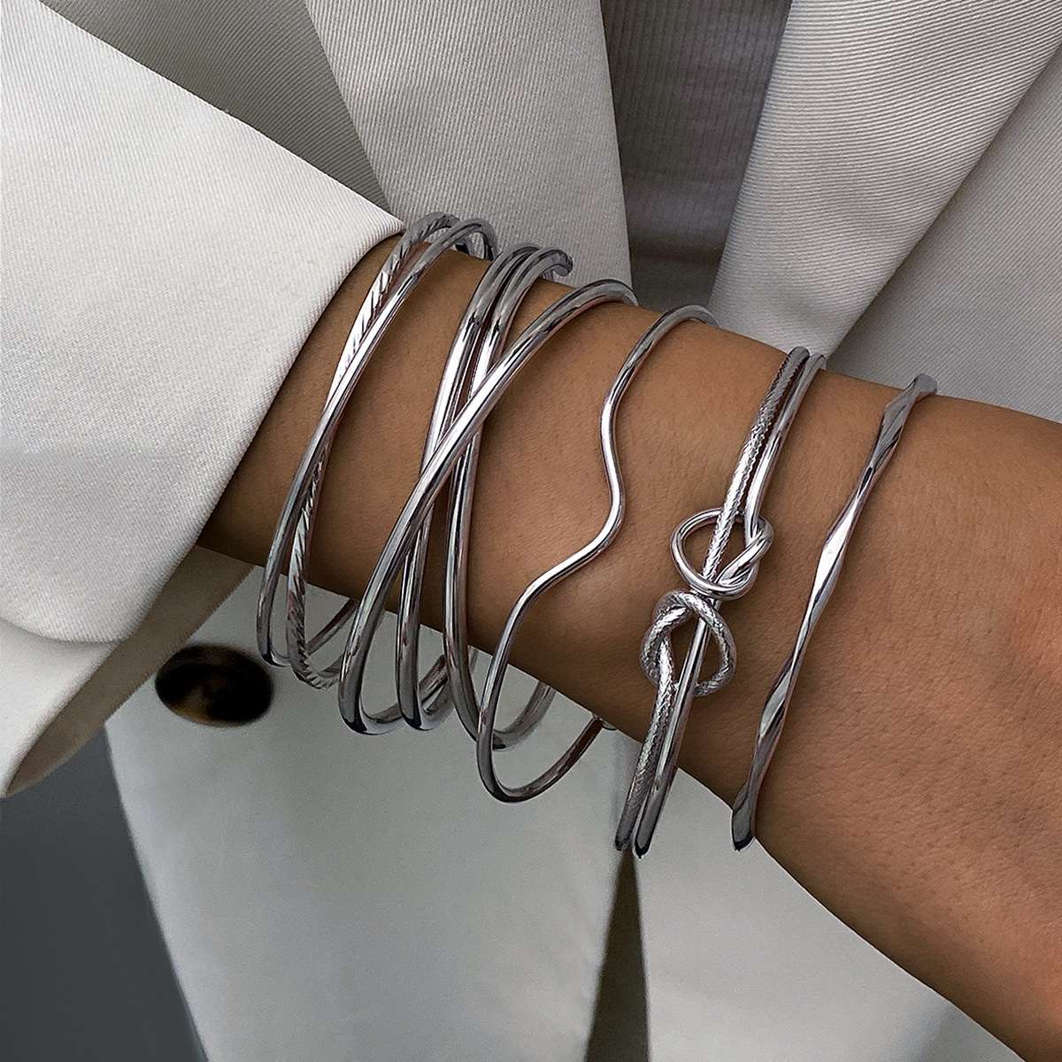 Mixed Design Bangle Bracelet image 0