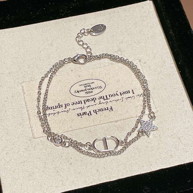 Double Chain Star & Crystal Charm Bracelet image 4