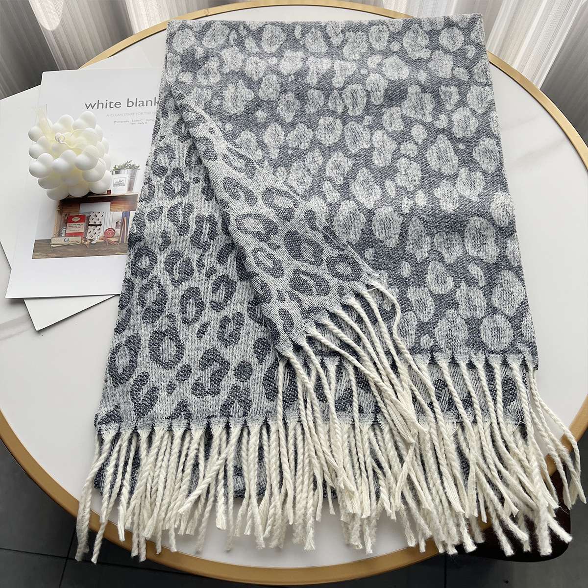 Super Soft Leopard Print Scarf Blanket Wrap - Free Size, Pagoda Blue image