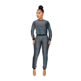 Glitter Sequin Stripe Top and Pants Set - XL, Silver image