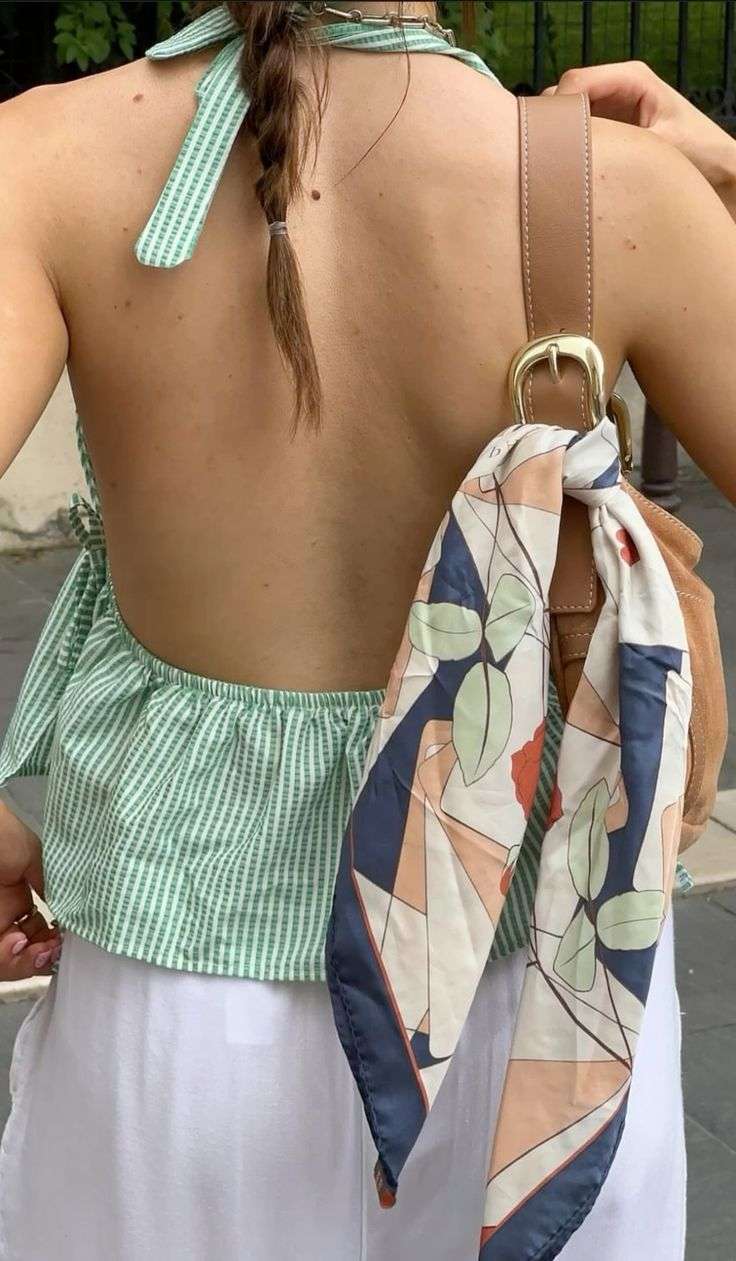 Striped Halter Crop Top image 4