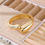 Thick Hinged Cuff Bangle Bracelet - Free Size, Gold image