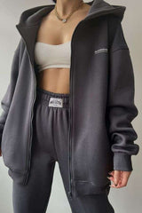 Zip Up Sweatshirt Sweatpant Set - XL, Dark Grey image