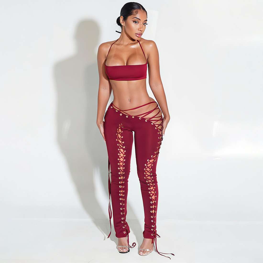 Lace-Up Cut-Out Pants with Strappy Top image 4
