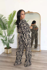 Slash Shoulder Printed Two-Piece Pants Set image 2