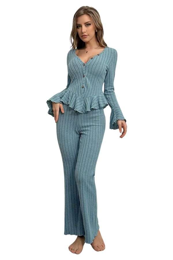 Knit Long Sleeve Top & Pajama Set image 0