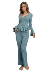 Knit Long Sleeve Top & Pajama Set image 0