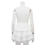 Sleeveless Peplum Blazer Top and Ruffled Mini Skirt Set image 4