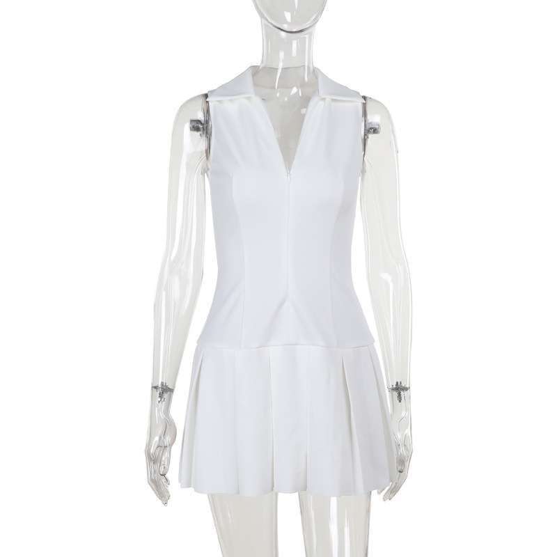 LuxeSport Pleated Zip-Up Mini Dress image 1