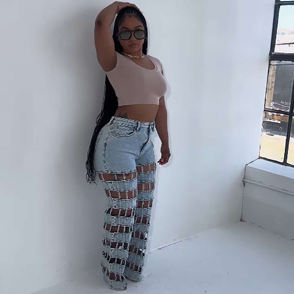 Trendy Cut-Out Distressed Jeans image 2