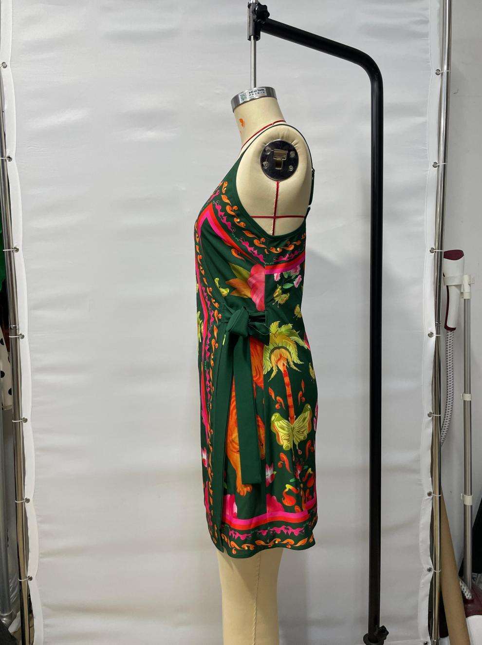 Vibrant Tropical Print Wrap Dress image 3
