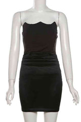 Sexy Off Shoulder Satin Patched Night Out Mini Dress image 2