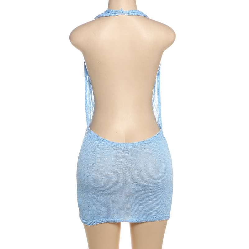 Halter Dress with Deep V-Neck image 5