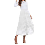 High Waist Pleated A-Line Flared Maxi Skirts image 0