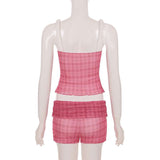 Pink Plaid Sleeveless Pajama Set image 2