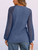 Textured Knit Top with Lace Sleeves image 5