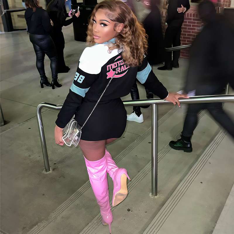 Retro Racer-Inspired Two-Piece Crop Top & Mini Skirt Set image 2