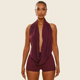 Draped Halter Neck Dress - L, Red image