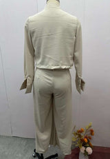 Long-sleeved Top Wide-leg Pants Suit image 3