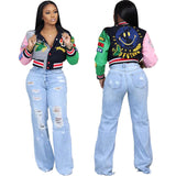Button Up Printed Crop Bomber Jacket image 11
