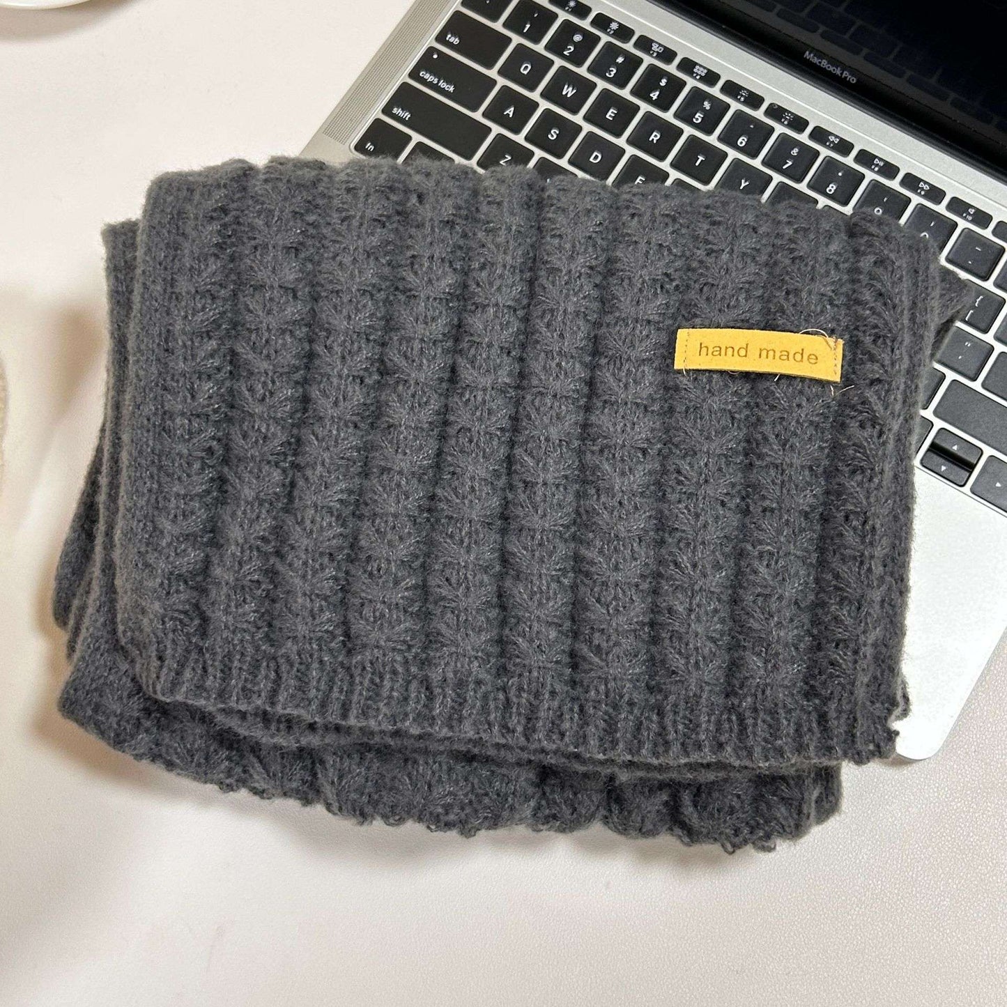 Chunky Crochet Winter Scarf - Free Size, Grey image