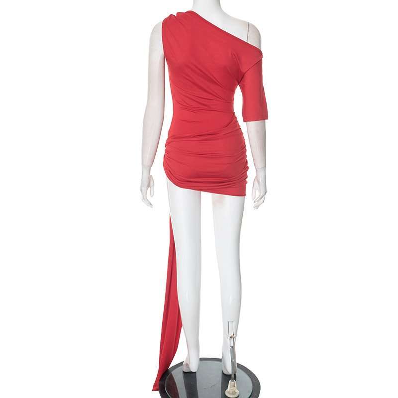 One-Shoulder Ruched Mini Dress image 4