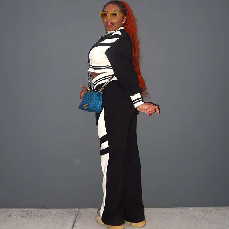 Colorblock Cropped Zipper Coats Pant Sets image 2