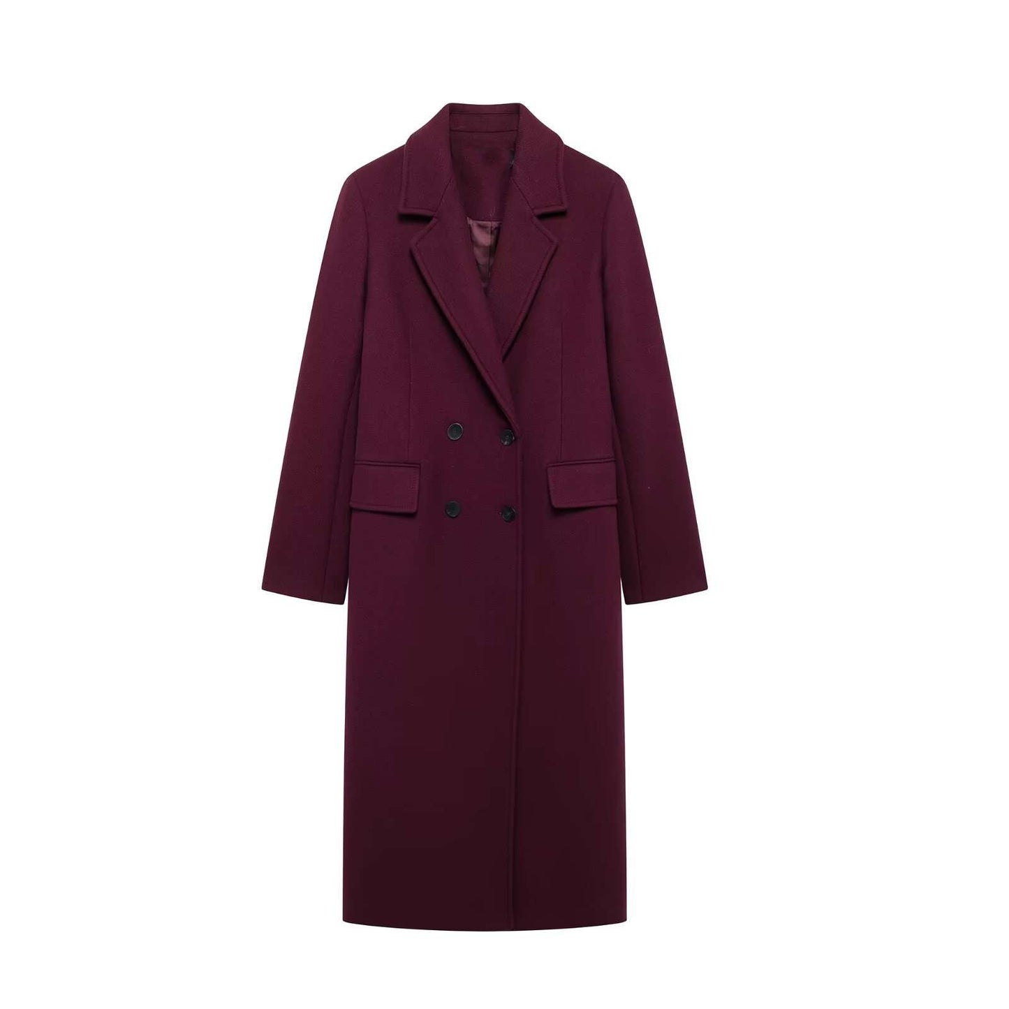 Elegant Long Coat - S, Maroon Red image