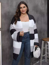 Cozy Cascade Colorblock Cardigan - 3XL, Black image