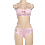 Heart-Detail Bikini Set with Cut-Out Design - L, Pink image