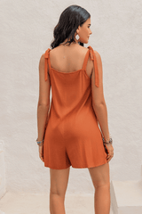 Layered Front Playsuit With Tie Straps In Orange image 1