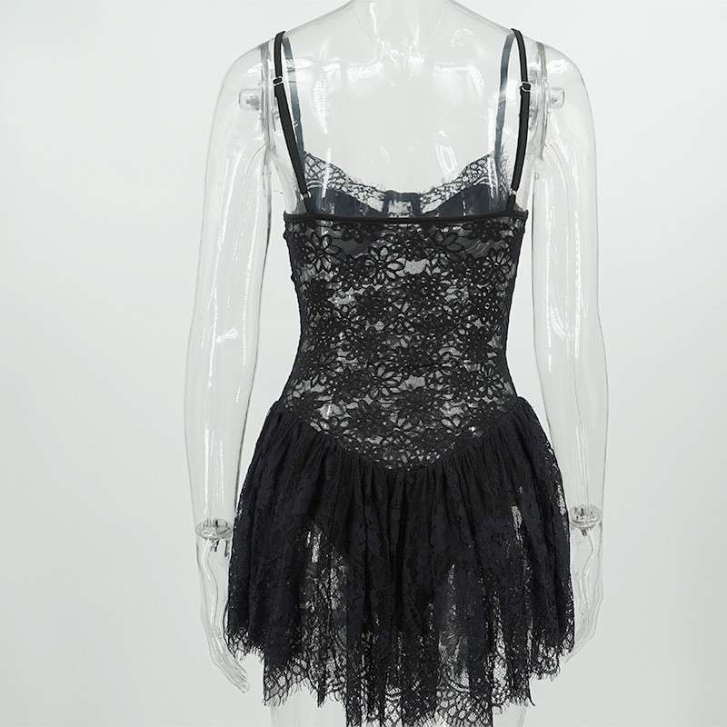 Corset Dress with Sheer Skirt image 3