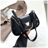 Heart-Clasp Chain Shoulder Bag