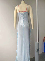 Sequin Evening Gown with Ruffle Details image 4