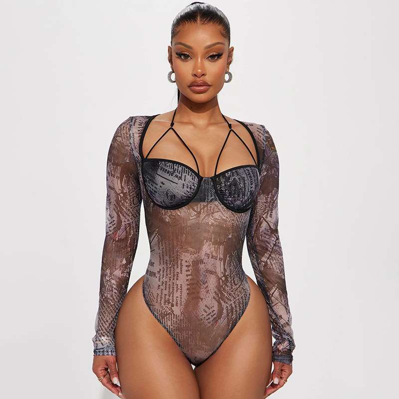 Noir Whisper Mesh Bodysuit - L, Black image