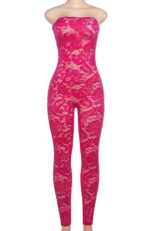 Sexy Floral Lace Off Shoulder Sleeveless Jumpsuit image 4