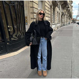 Long Coat Turn-down Collar Pocket with Belt image 4